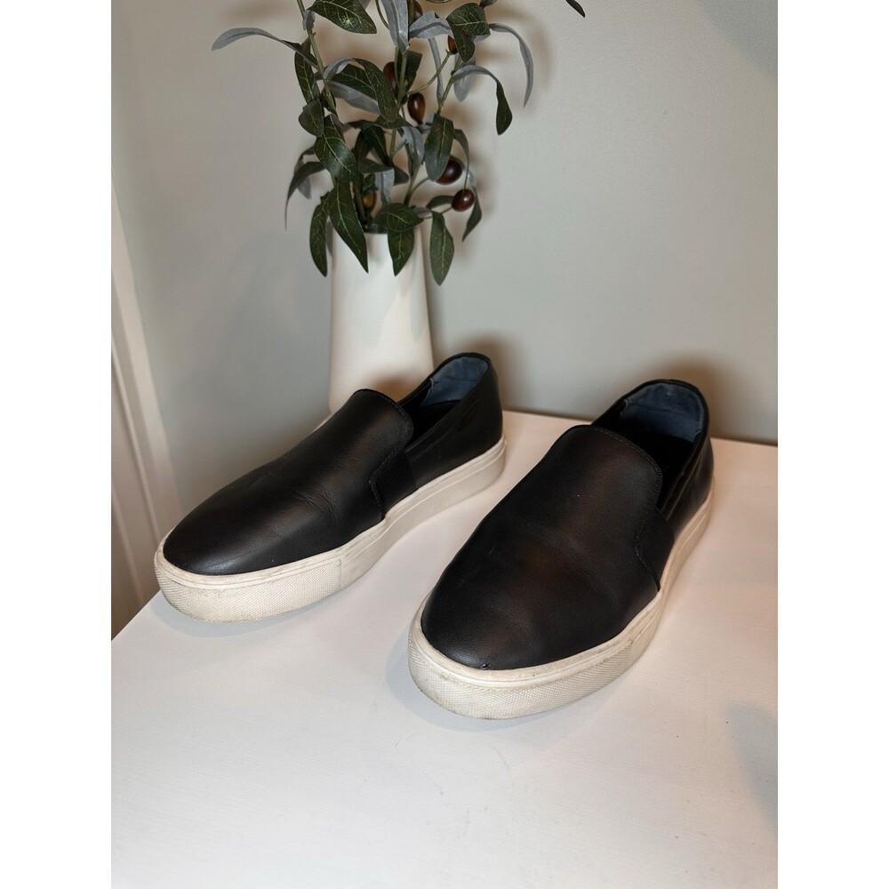 Birdies The Swift Black Leather Slip On Platform Sneakers Women's Size 6